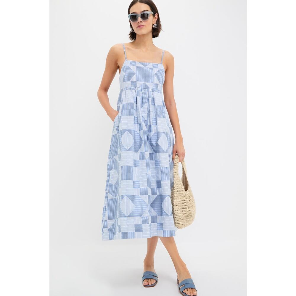 SEA NEW YORK Blue Helmi Striped Shirting Midi Dress Size 6 NWT - Picture 4 of 8